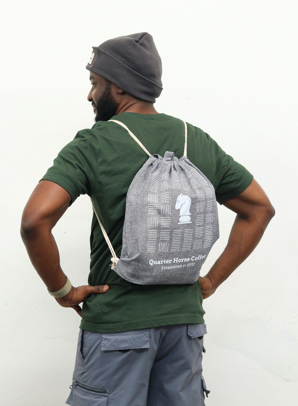 Recycled Cotton Drawstring Tote Bags